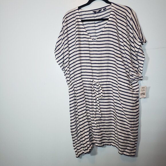 Lands' End Modal Swim Cover-Up Womens L (14-16) Striped Tie Waist Semi-Sheer NWT - Picture 1 of 6